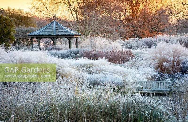 Der Milennium Garden in Pensthorpe in Norfolk im Winter